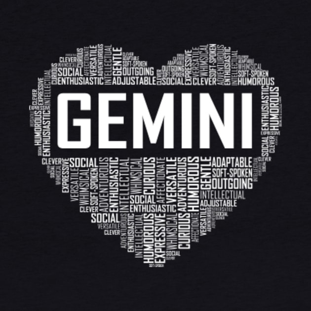 Gemini Zodiac Heart by LetsBeginDesigns
